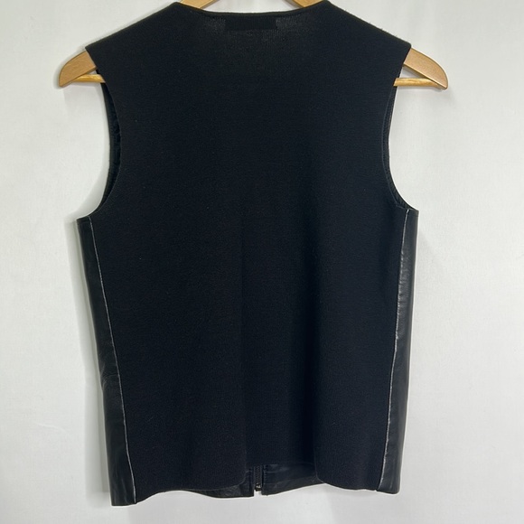 Valerie Separates petite genuine leather wool full zip vest - Picture 4 of 7